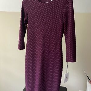 Calvin Klein Plum Chevron Long Sleeve Dress